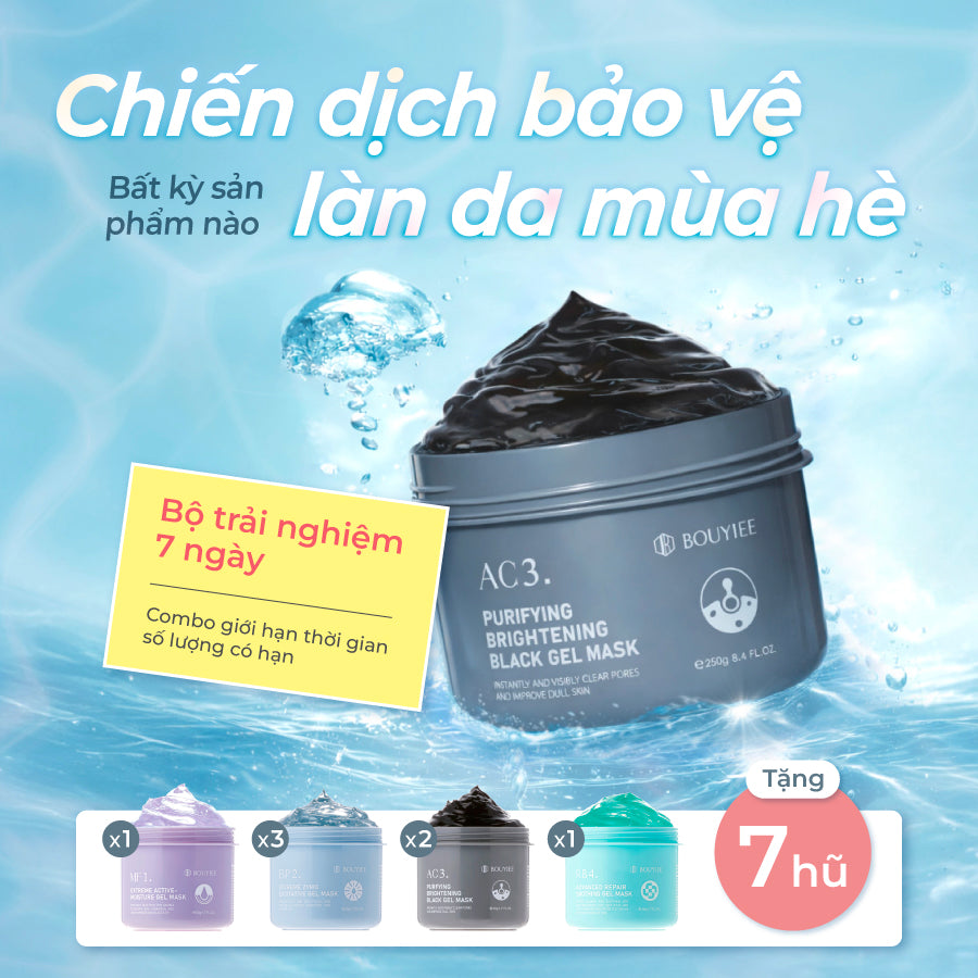 [❤️‍🔥Hàng cận date | Bộ trải nghiệm 7 ngày] Bouyiee Mặt Nạ Thạch Đen AC3 Sạch Sâu Nâng Tone - 250g